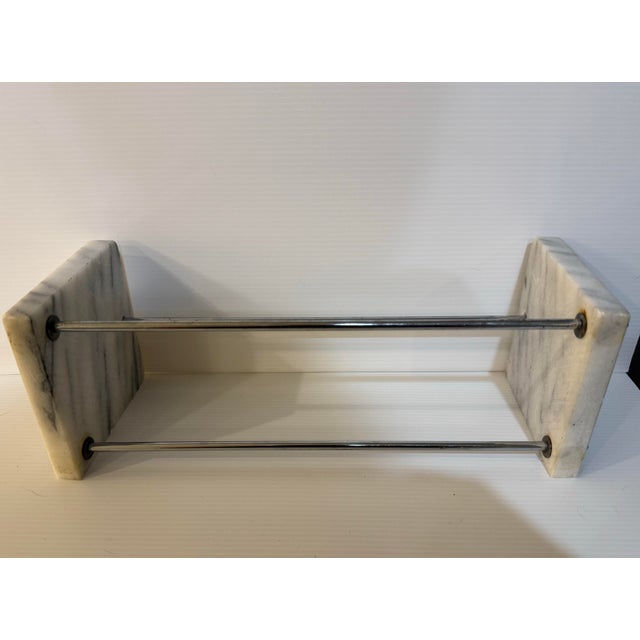 Vintage Modernist Marble & Chrome Cookbook Rack / Book Holder For Sale - Image 4 of 9