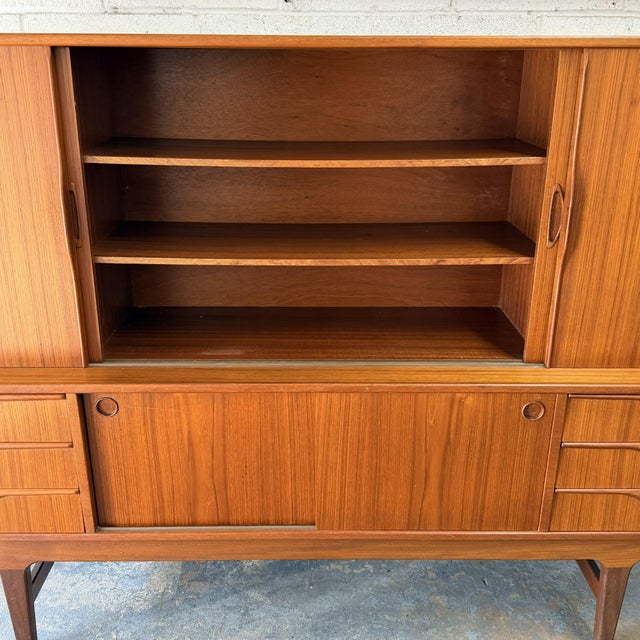 Large Vintage Danish Modern Teak Credenza or Highboard, Circa 1960s Mid Century For Sale - Image 9 of 13