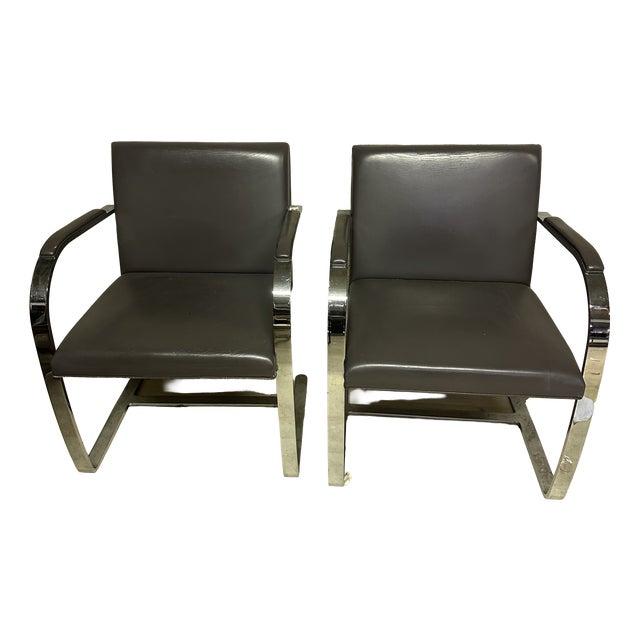 BRNO Armchairs by Ludwig Mies Van Der Rohe for Knoll Inc., 1990s, Set of 2 For Sale