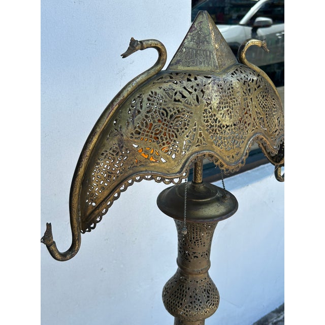 1920s Antique Moroccan Pierced Bass Floor Lamp. For Sale - Image 5 of 10