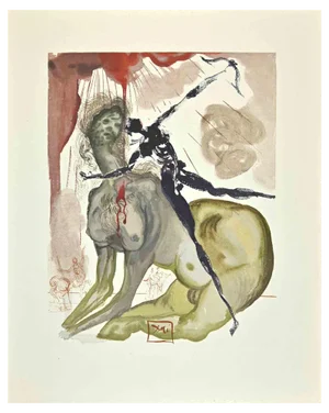 Salvador Dali, Beatrice Resolves Dante's Doubts, Woodcut Print, 1963