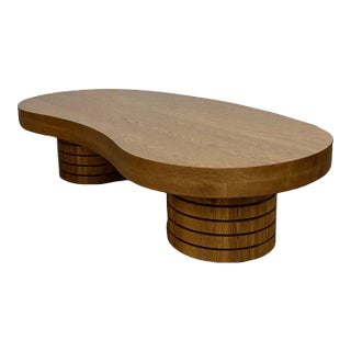 Handcrafted Ribbed Free Form Coffee Table For Sale