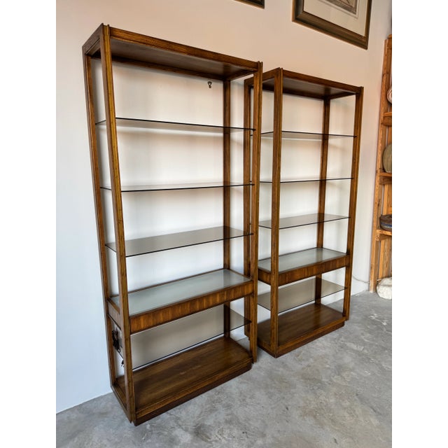 Pair of 1970s Mid-Century Modern Six-Tier Étagères With Smoked Glass Shelves/ Sold For Sale - Image 4 of 12