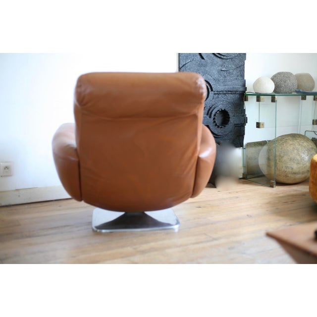 Metal Space Age Chair in Leather by Jean Prévost, 1970s For Sale - Image 7 of 15