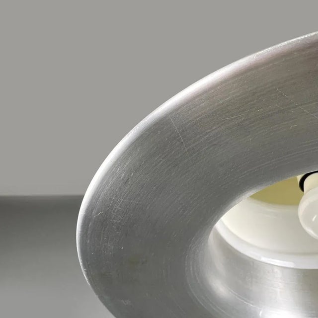 Italian Modern Round Base Pendant in Aluminum with White Glass Band, 1970s For Sale - Image 14 of 18