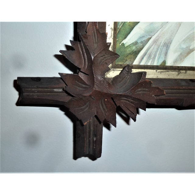 Adirondack mountains maple leaf tramp art wood frame. Rare sight size 21.12" X 8.5", external size 26.5" x 14". Framed...
