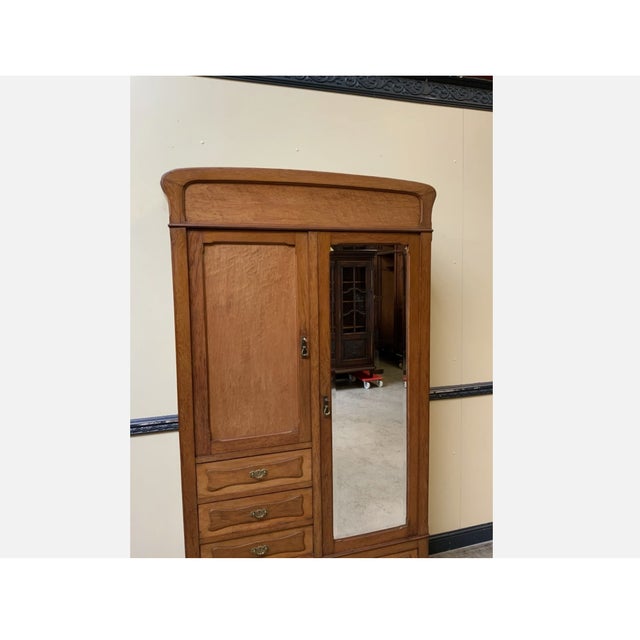 Antique Art Nouveau Linen Cupboard or Wardrobe, 1910s For Sale - Image 3 of 11
