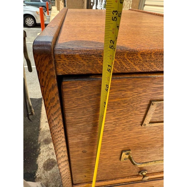 Antique Macey Style Four Drawer Oak File Cabinet For Sale - Image 10 of 12