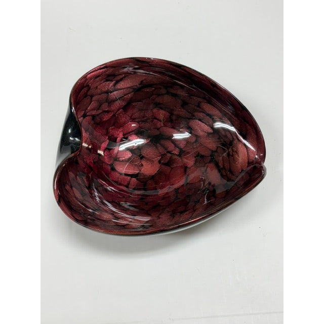 Vintage Burgundy Murano Glass Bowl With Avventurine Gold For Sale In Naples, FL - Image 6 of 7