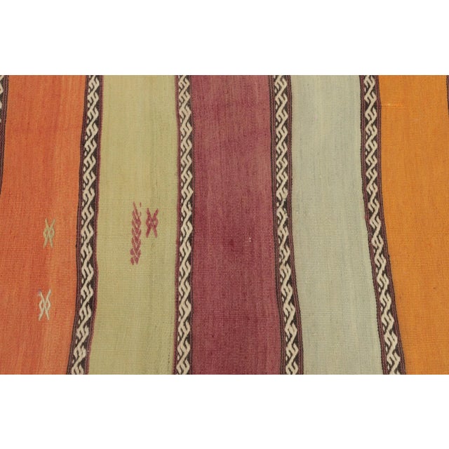 1970s Farmhouse Orange Striped Kilim For Sale - Image 12 of 13