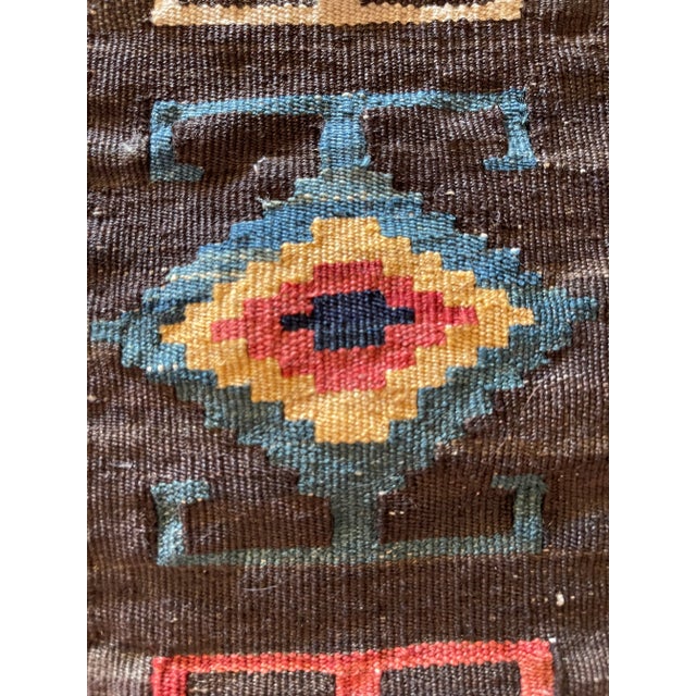 Antique Central Asian Natural Dyed Wool Geometric Tent Band Runner For Sale - Image 9 of 9