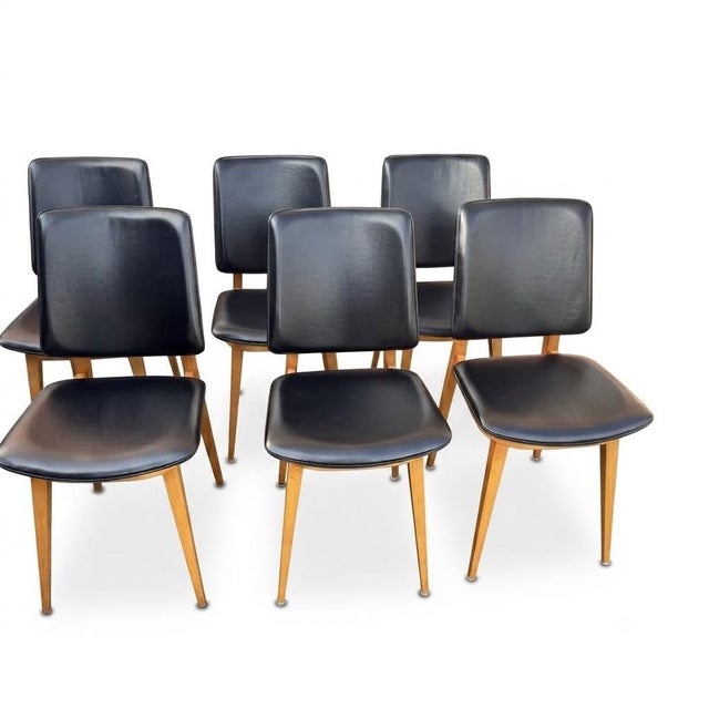 Vintage Scandinavian Chairs in Leatherette, 1960s, Set of 6 For Sale - Image 4 of 16