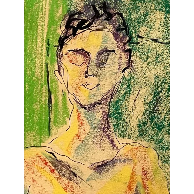 “Nude in the Green Realm” Sitting Woman Portrait - Pastel by Louis Nadalini For Sale - Image 4 of 5