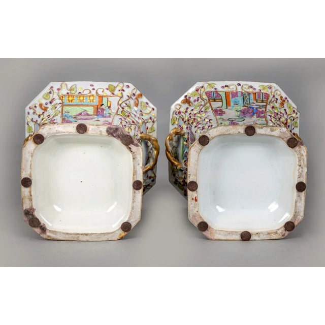 Chinese Export Famille Rose Bough Pots - a Pair For Sale - Image 9 of 10