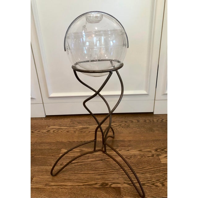 Modern Mid Century Iron and Lucite Ice Bucket Holder For Sale - Image 3 of 7