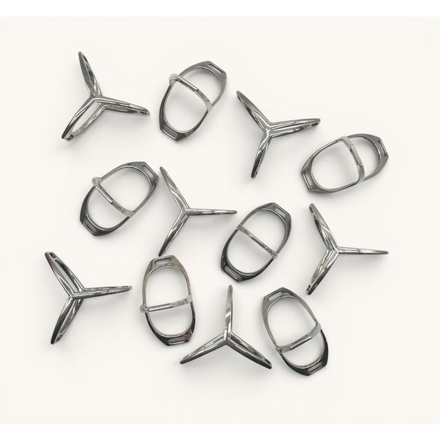 Mid-Century Modern Signed Vintage Hermes Stirrup Napkin Rings With Giftbox - Set of 12 For Sale - Image 3 of 7
