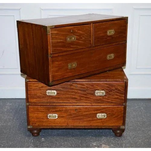 Antique Satinwood Military Campaign Chest of Drawers, 1800s For Sale - Image 6 of 18