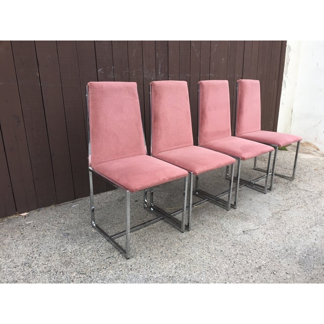 Pink Velvet Chrome Framed Dining Chairs - Set of 4 | Chairish (640 x 640 Pixel)