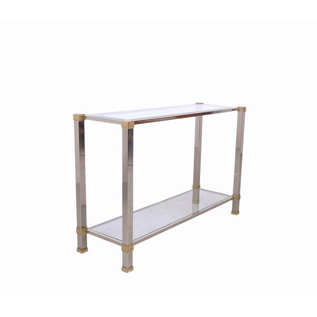 Vintage Glass and Metal Console Table by Pierre Vandel, 1970s For Sale - Image 11 of 12