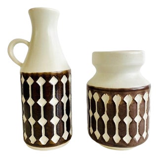 Vases with Relief Decoration from Jasba, West Germany, 1960s, Set of 2 For Sale