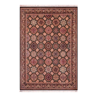 Elegant Mughal Inspire Pak-Persian Black/Multi Wool Rug - 9'2'' X 12'4'' For Sale