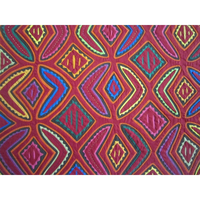 Fabulous 70's era framed Kuna Mola. One of two recently purchased out of an Estate. Grasscloth matte with colorful...