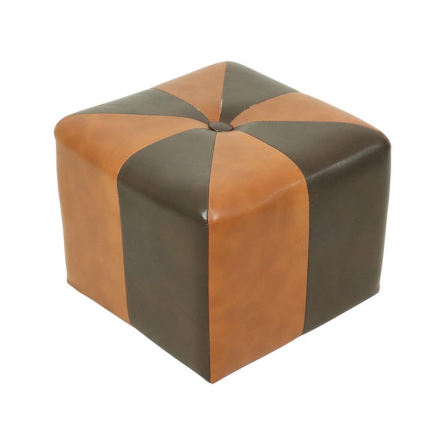 Square Pouf in Skai and Faux Leather, 1960s For Sale - Image 4 of 14