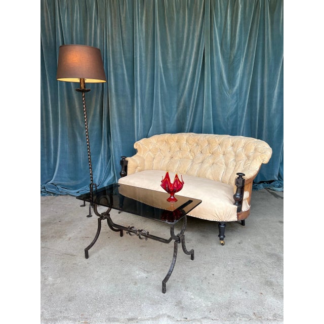 Wood French Napoleon III Settee With Ebonized Arms For Sale - Image 7 of 12