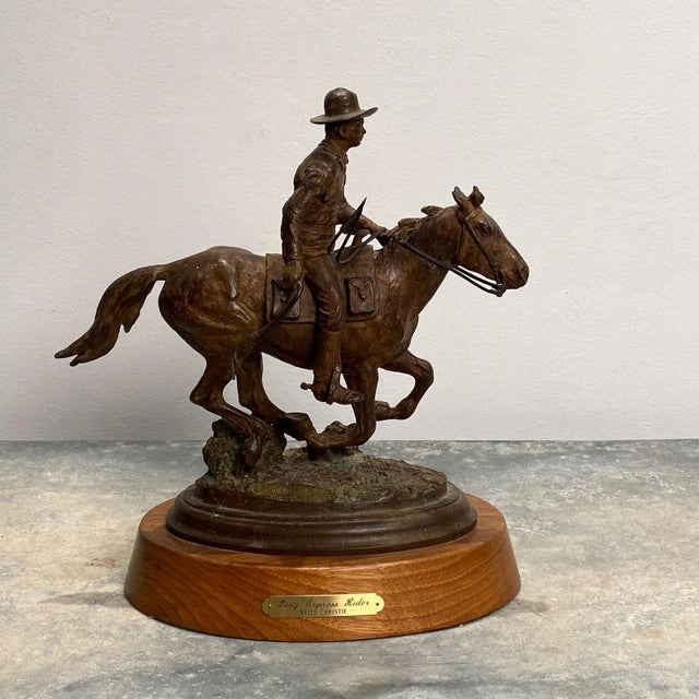 Bronze 20th Century Realist Pony Express Rider by Keith Christie For Sale - Image 8 of 8