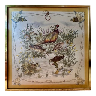 Gucci Silk Vintage Scarf Framed Wall Art 1970's-1980's For Sale