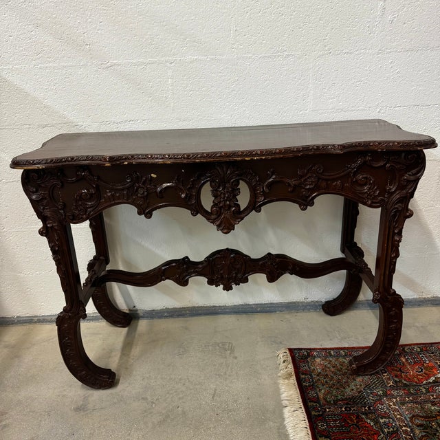 Napoleon III Louis XV Style Walnut Console Table For Sale - Image 6 of 14
