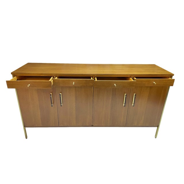 Paul McCobb for Calvin Group Mid-Century Ribbon Mahogany Credenza, 1960s For Sale In Los Angeles - Image 6 of 15