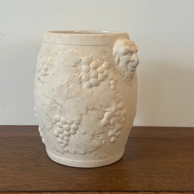 English Hartstone Pottery Bacchus White Ceramic Bisque Wine Cooler / Vase With Grape Relief For Sale - Image 3 of 6