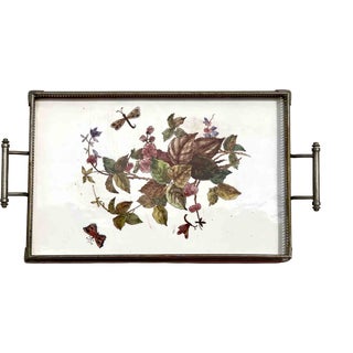 Vintage Tray with Botanical Tile from Villeroy & Boch, 1950s For Sale