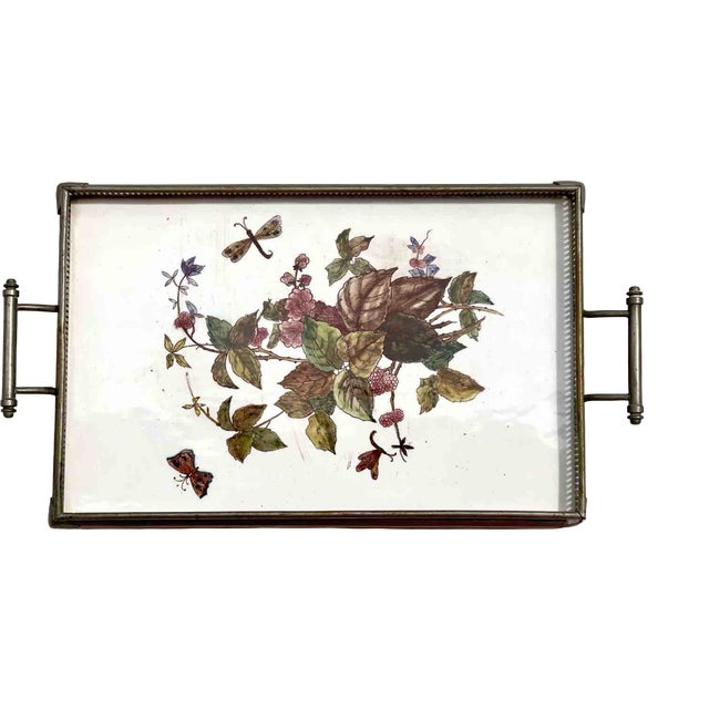 Vintage Tray with Botanical Tile from Villeroy & Boch, 1950s For Sale