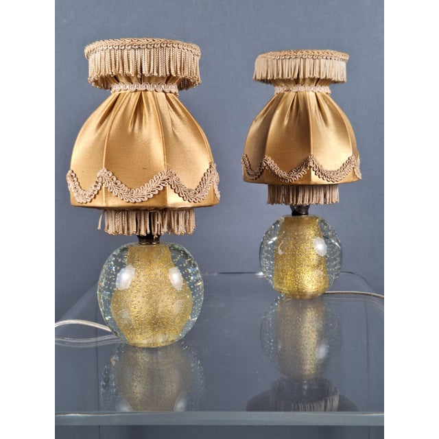 1950s Small Murano Glass Lamps in the style of Archimede Seguso, 1970s, Set of 2 For Sale - Image 5 of 6