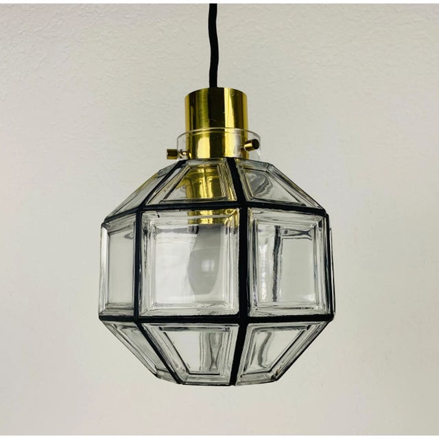 Transparent 1960s Mid-Century Iron and Bubble Glass Pendant by Glashütte Limburg For Sale - Image 8 of 11