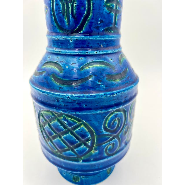 Bitossi Rimini Blue Ceramic Vase by Aldo Londi for Bitossi, 1960s For Sale - Image 4 of 7