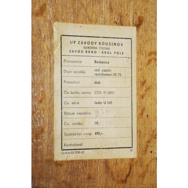 Art Deco Oak Dining Table attributed to Jindřich Halabala for Up ZávodyCzechia, 1940s For Sale - Image 10 of 14