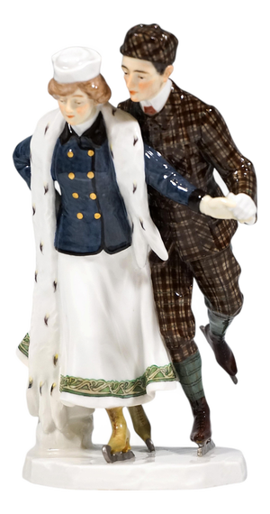 Art Nouveau Ice-Scaters Figure Group attributed to Alfred Koenig for Meissen, Germany, 1910s