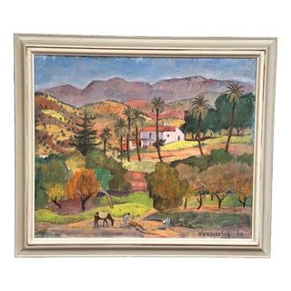 Pierre Van Der Stok, Landscape, 1960, Oil Painting on Canvas, Framed For Sale