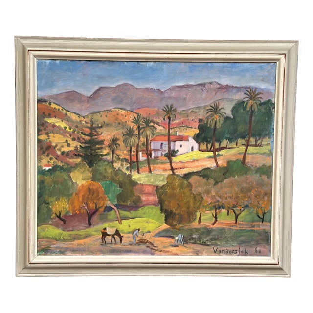 Pierre Van Der Stok, Landscape, 1960, Oil Painting on Canvas, Framed For Sale