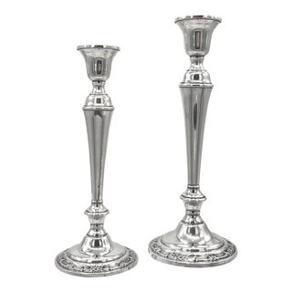 Vintage Wild Rose International Silver Sterling Silver Console Candle Holders - a Pair For Sale
