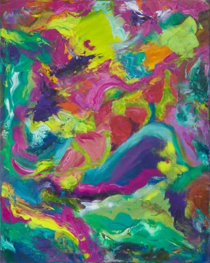 "Making Body Sculptures on the Field" Large Abstract Oil Painting by Simon Findlay