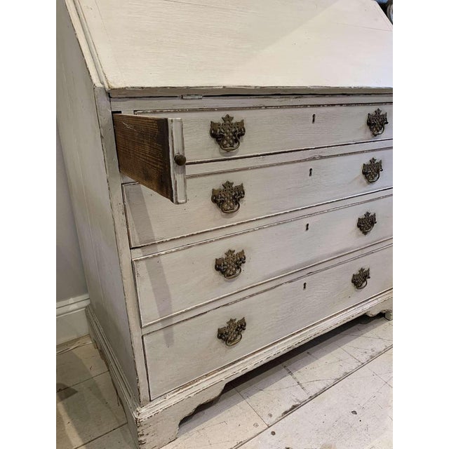 Wood 19th Century Painted Oak English Bureau Bookcase For Sale - Image 7 of 18