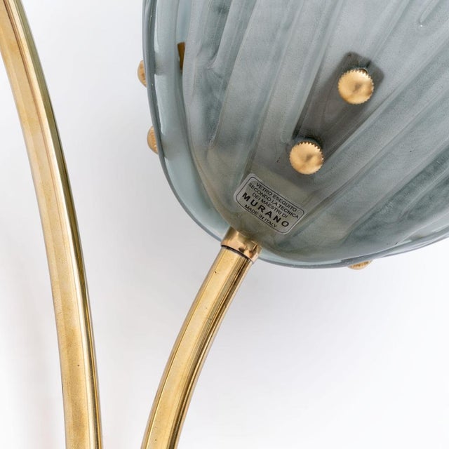 Gold Murano Glass and Brass Tulips Sconces, 2000s, Set of 2 For Sale - Image 8 of 11