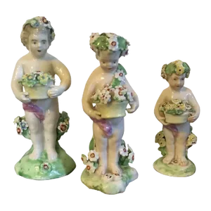 Antique 18th Century English George III Porcelain Cherub Figures - Set of 3