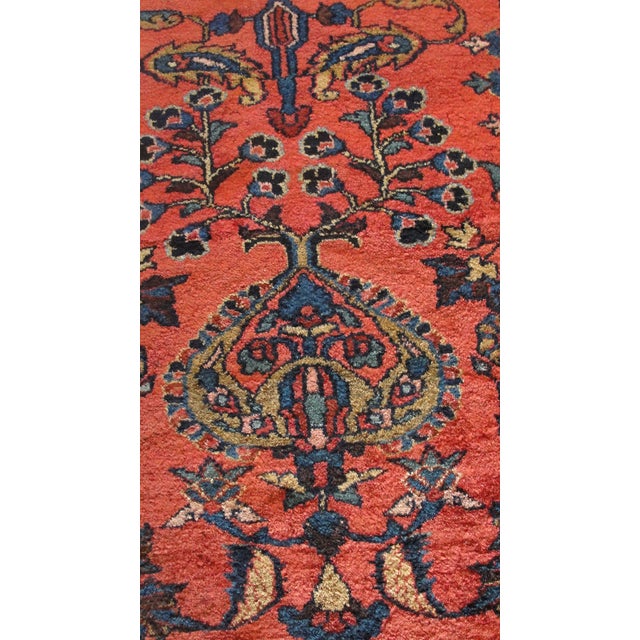 Textile Antique Lilihan Sarouk Floral Red Rug-5' 6" X 6'3" For Sale - Image 7 of 10
