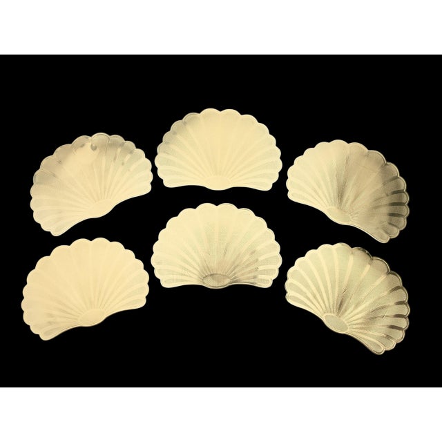 1990s Gold Clamshell Sea Shell Placemats - Set of 6 For Sale - Image 10 of 14