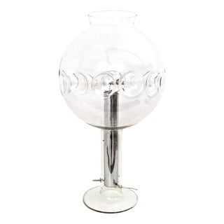 Vintage Italian Steel Table Lamp with Spheric Murano Glass Lampshade, 1970s For Sale